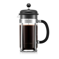 Bodum cafetière à piston CAFFETTIERA avec couvercle en plastique, 8 tasses, 1 litre, acier inox