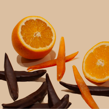 Image of Covered fruits, dark chocolate orange strips, 70%, orangette, Chocolaterie RG - 2