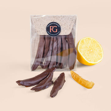 Image of Fruits enrobés, citronnettes d'Amalfi en chocolat noir, 70%, Chocolaterie RG - 1