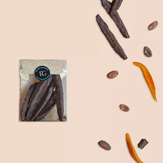 Covered fruits, dark chocolate orange strips, 70%, orangette, Chocolaterie RG